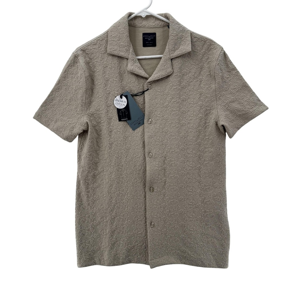 Steel & Jelly Shirt Mens Small Floral Embroidered Button Up‎ Short Sleeve NWT